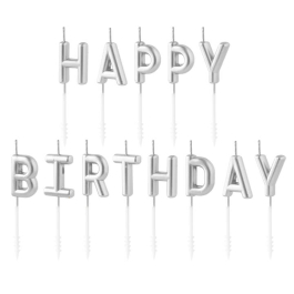 Είδη Πάρτυ - Κεριά Γενεθλίων "Happy Birthday Ασημί" (13 τεμ.) - Κωδικός: 420308 - SmileStore